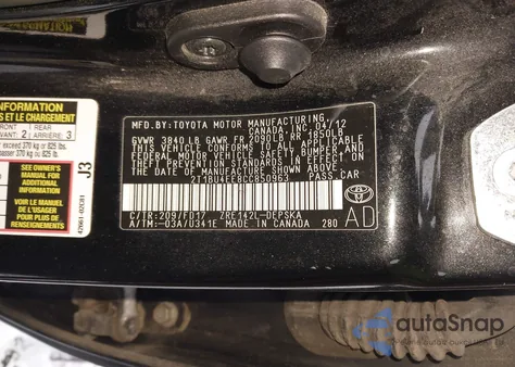 2012 Toyota Corolla S z USA, uszkodzony, nr VIN 2T1BU4EE8CC850963